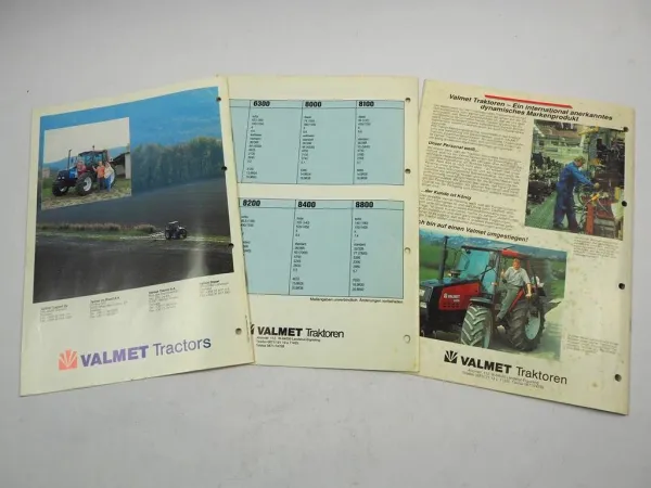 Valmet 6000 - 8800 Traktor Finnland 3x Prospekt ca. 1993