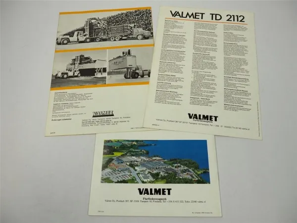 Valmet TD Gabelstapler 12t 15t 16t 3x Prospekt Finnland 1970/80er Jahre