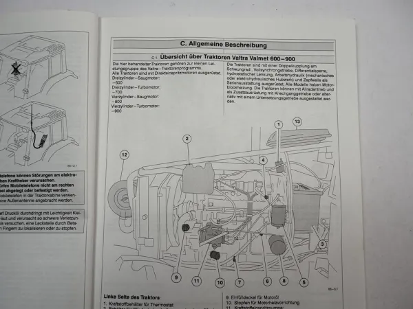 Valtra Valmet 600 700 800 900 Traktor Bedienungsanleitung Wartungsliste 1998