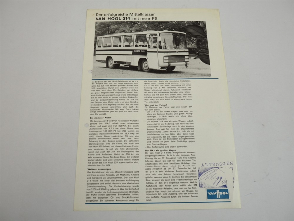 Van Hool 314 Omnibus Reisebus Prospekt 1970