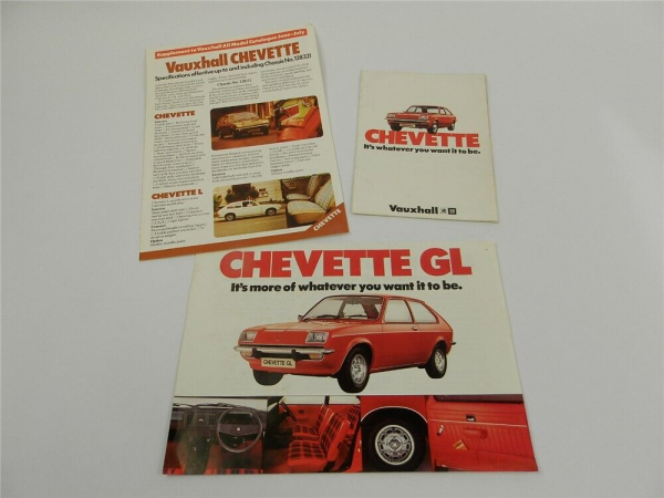 Vauxhall Chevette L GL 3x Prospekt Brochure 1975/76