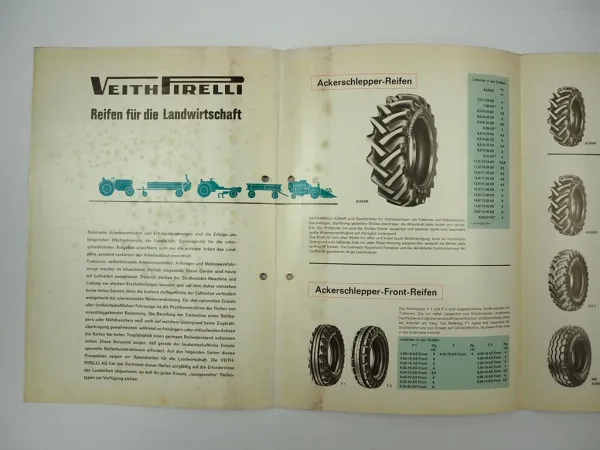Veith Pirelli Reifen für die Landwirtschaft Schlepper Ladewagen Prospekt 1965