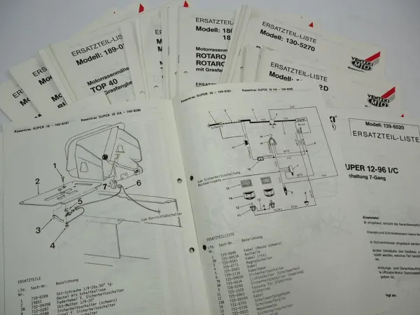 Ventzki MTD Rasenmäher Rasentrac ua 30x Ersatzteilliste Schaltplan Elektrik