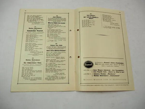 Veranstaltungsprogramm Wiener Lehrer acapella Chor 1929 Konzertreise Deutschland