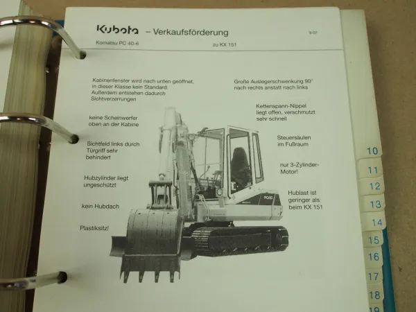 Verkaufshandbuch Kubota KH 21 36 41 61 71 101 151 191 R 310 410 510 KC50-120