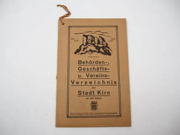 Verzeichnis der Stadt Kirn Nahe Rheinland Pfalz Behörden Geschäfte Vereine 1930