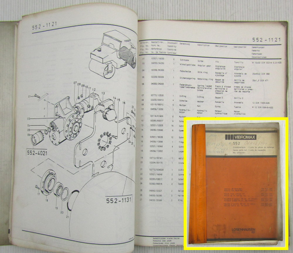 Vibromax 552 Tandemwalze Ersatzteilliste Ersatzteilkatalog Parts List 04/1984