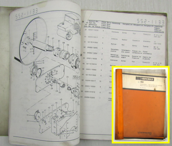 Vibromax 552 Tandemwalze Ersatzteilliste Ersatzteilkatalog Parts List 09/1984