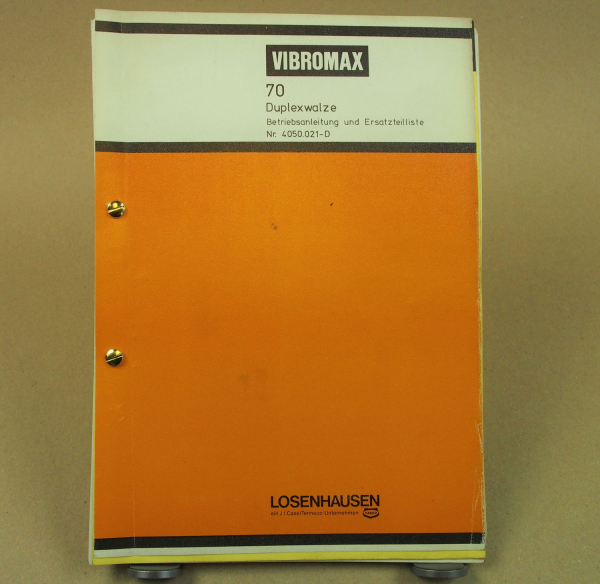 Vibromax 70 Duplex-Walze Bedienungsanleitung ERsatzteilliste