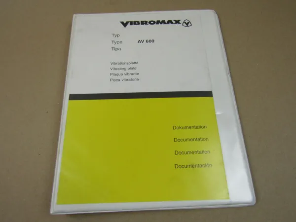 Vibromax AV600 Vibrationsplatte Bedienungsanleitung 2001 Ersatzteilliste 1993