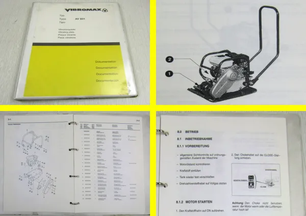 Vibromax AV601 Vibrationsplatte Bedienungsanleitung Ersatzteilliste 2002