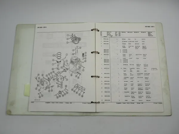 Vibromax Vibrationsplatte AV 600 Betriebsanleitung Ersatzteilliste 1993
