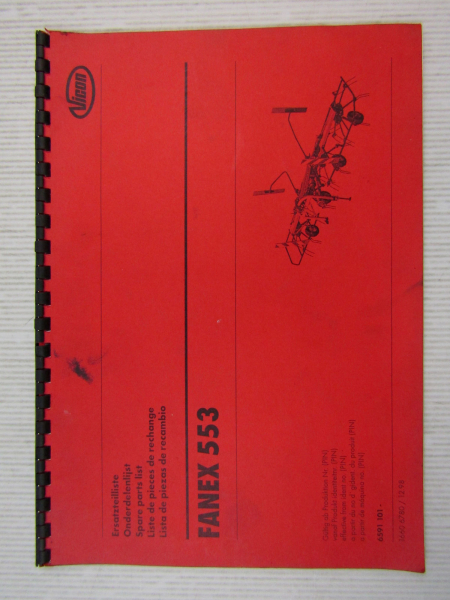 Vicon Fanex 553 Ersatzteilliste Spare parts List Onderdelenlijst 1998
