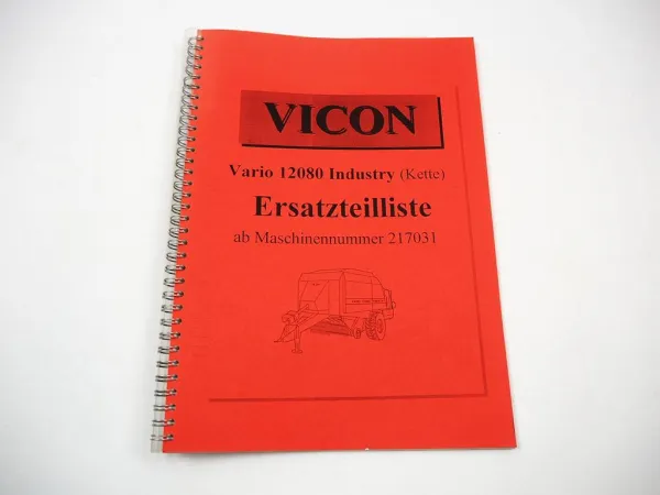 Vicon Vario 12080 Industry Kette Grossballenpresse Ersatzteilliste