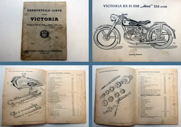 Victoria Kraftrad KR 25 HM Aero 250 ccm Ersatzteilliste 1952 Ersatzteilkatalog