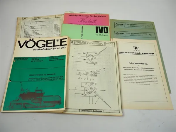 Vögele Super 200 Typ 6-23 Straßenfertiger Betriebsanleitung Ersatzteilliste 1968