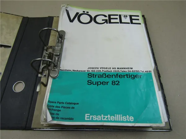 Vögele Super 82 Betriebsanleitung Ersatzteilliste Spare parts catalogue