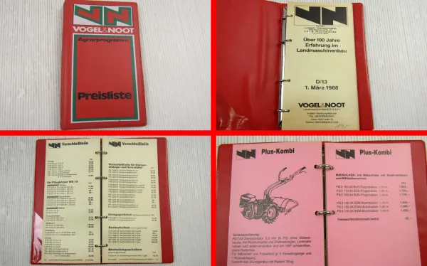 Vogel & Noot Agrarprogramm Preisliste Landmaschinen 1. März 1988