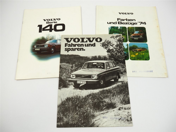 Volvo 140 Serie 142 144 145 PKW 3x Prospekt 1973/74