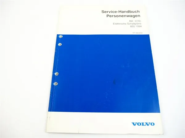 Volvo 850 1994 Elektrische Schaltpläne Werkstatthandbuch Elektrik Schaltplan