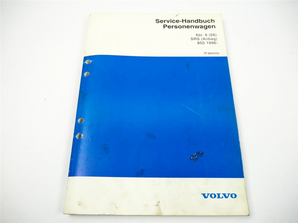 Volvo 850 ab 1996 SRS Airbag Diagnose Fehlersuche Service Werkstatthandbuch