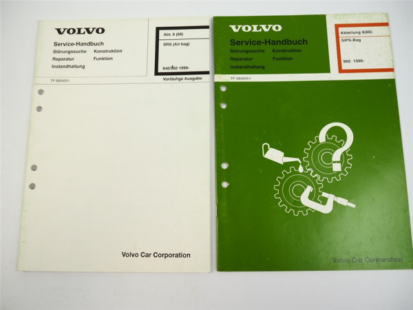 Volvo 960 ab 1996 SIPS Bag SRS Airbag Werkstatthandbuch Insassenschutz