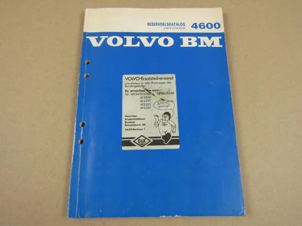 Volvo BM 4600 Radlader Ersatzteil-Bildkatalog Parts List Reservdelskatalog 1982