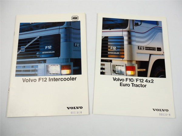 Volvo F10 F12 Intercooler Euro Truck LKW 2x Prospekt Brochure 1989/90 englisch