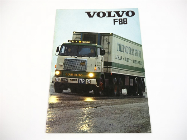 Volvo F88 LKW Kastenwagen Auflieger Sattelzug Holztransport Prospekt 1973
