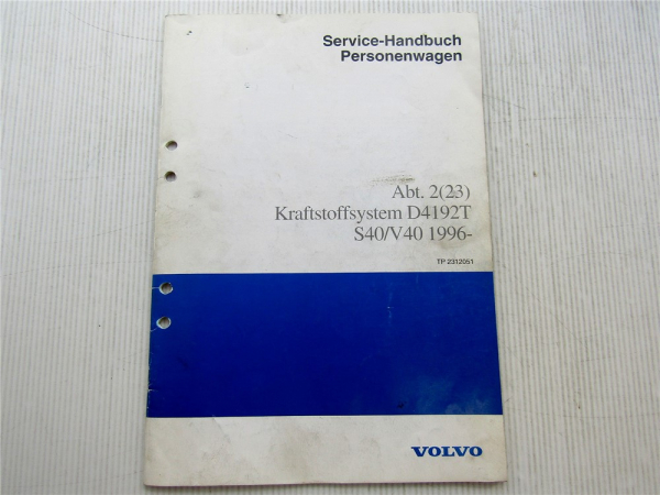 Volvo S40 V40 ab 1996 Kraftstoffsystem Einspritzpumpe D4192T Werkstatthandbuch