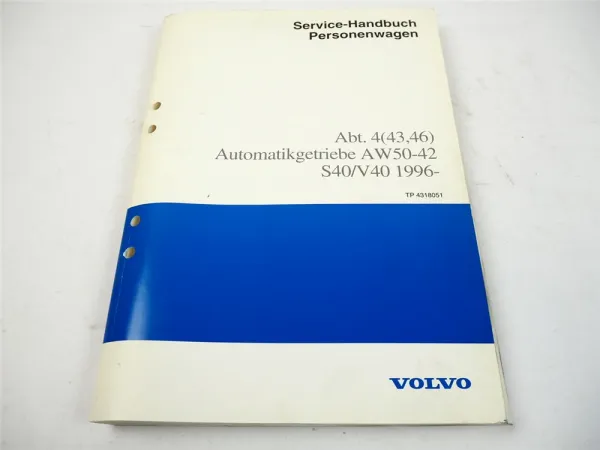 Volvo S40 V40 Automatikgetriebe AW 50-42 Werkstatthandbuch 9. 1996