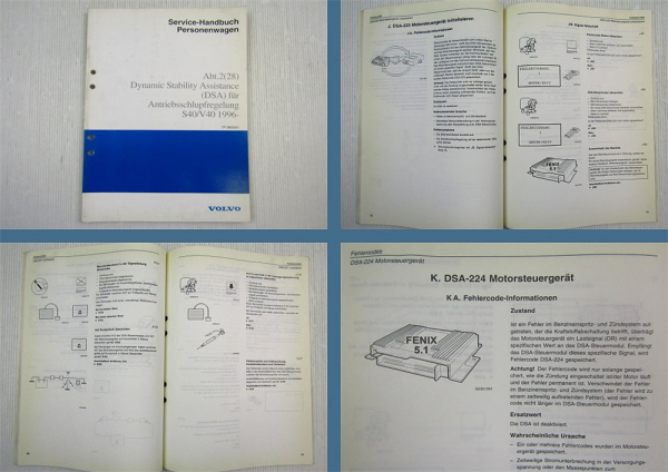 Volvo S40 V40 DSA Steuermodul Fehlercodes Diagnose Werkstatthandbuch