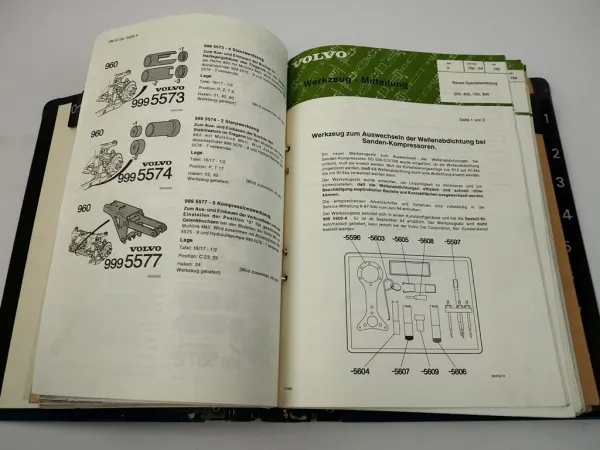 Volvo Service Werkstatt Katalog Werkzeuge Mitteilung Spezialwerkzeug 1985 - 1997