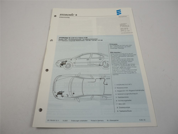 Volvo V60 Bj. 2001 Eberspächer Hydronic B5WS Einbau Standheizung