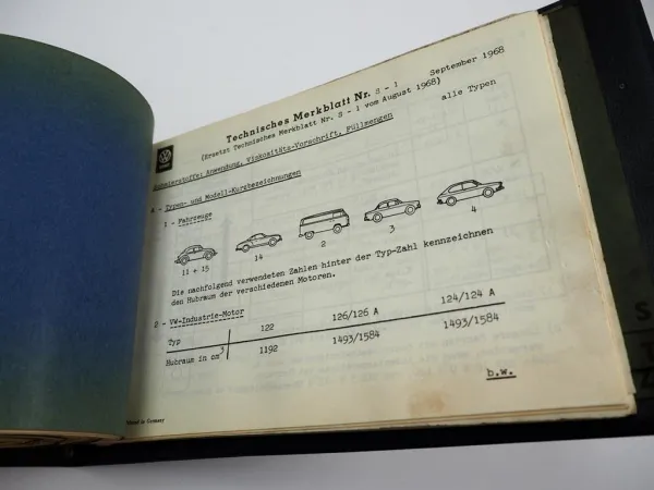 VW Dienst Technische Merkblätter 1966 - 1968 VW Käfer Transporter T2
