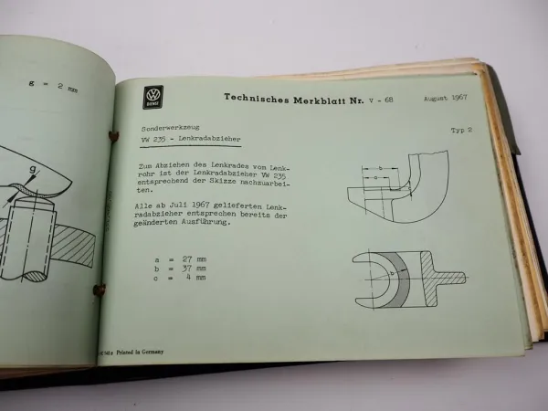 VW Dienst Technische Merkblätter 1966 - 1968 VW Käfer Transporter T2