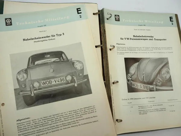 VW Dienst Technische Mitteilungen 1958-66 Käfer Transporter T1 Karmann Ghia