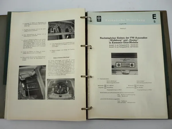 VW Dienst Technische Mitteilungen 1958-66 Käfer Transporter T1 Karmann Ghia