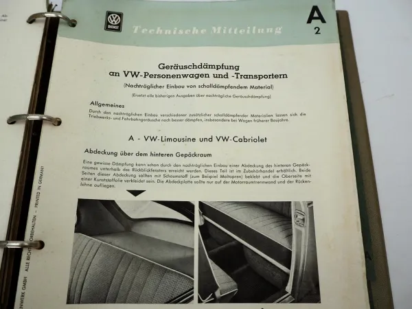 VW Dienst Technische Mitteilungen 1958-66 Käfer Transporter T1 Karmann Ghia