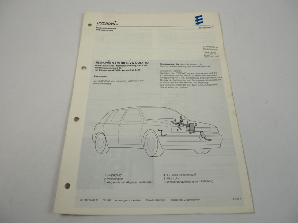 VW Golf 3 TDI Bj. 8. 1995 Eberspächer Hydronic D4WSC Einbau Heizgerät