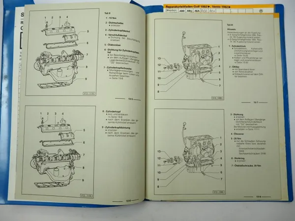 VW Golf 3 Vento Reparaturleitfaden | 1.4 & 1.6 Motor Mechanik ABD ABU AEA AEE AEX