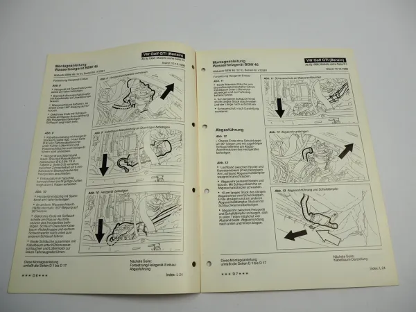 VW Golf 2 GTI 16V Typ 19E 1G1 Einbauanleitung Webasto BBW45 12V Heizung 1988