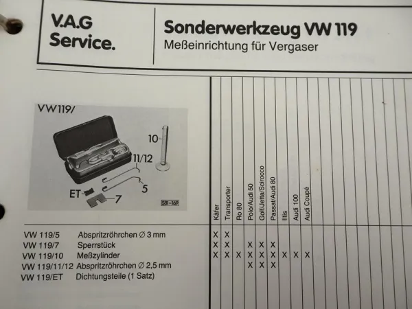 VW Golf Käfer T3 T4 Audi V8 80 Coupe Sonderwerkzeug Spezialwerkzeug Katalog 1991