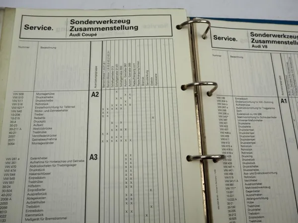 VW Golf Käfer T3 T4 Audi V8 80 Coupe Sonderwerkzeug Spezialwerkzeug Katalog 1991