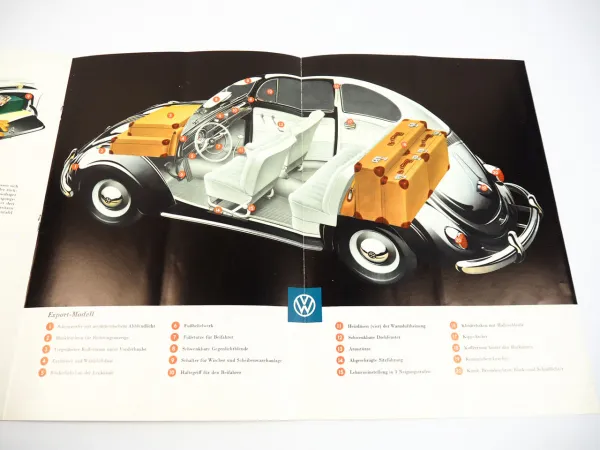 VW Käfer Limousine Export Cabriolet Prospekt Gestaltung Bernd Reuters ca. 1960