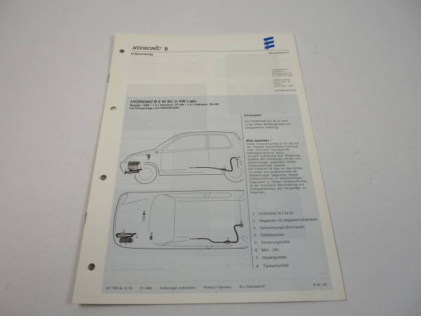VW Lupo Bj. 1998 Eberspächer Hydronic B5WSC Einbau Heizgerät