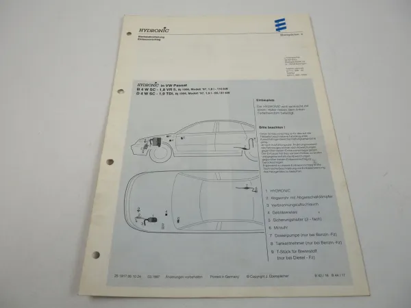 VW Passat B5 VR5 TDI Eberspächer Hydronic B4WSC D4WSC Einbau Standheizung