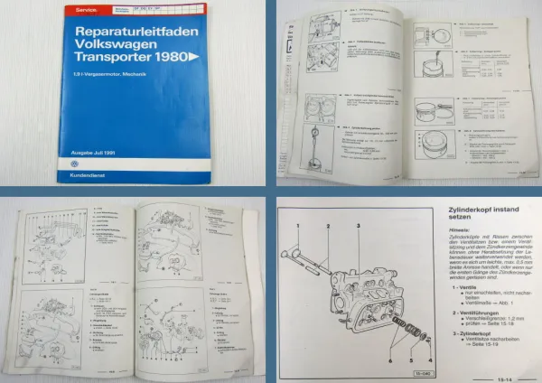 VW Reparaturleitfaden Volkswagen Transporter Bus T3 1.9L Vergasermotor Mechanik