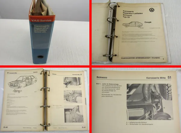 VW Scirocco Coupe Typ 53 Karosserie Reparaturleitfaden & Technische Merkblätter