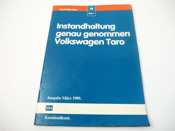 VW Taro Typ 7A ab 1989 Instandhaltung Inspektion Wartung Werkstatthandbuch